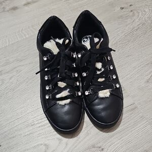 Guess Black With Faux Fur-Trimmed Sneakers
